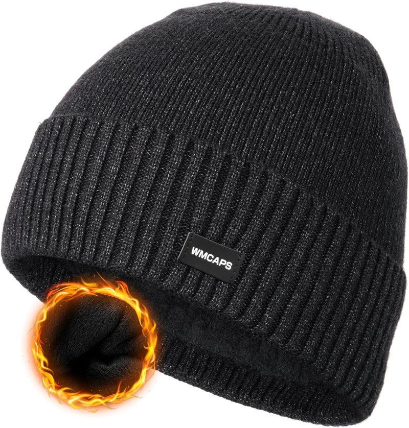 Wmcaps Winter Men Women Fleece Lined Beanie Knitted Hats, Soft Thermal Stocking Skull Caps for Cold Weather - Image 1